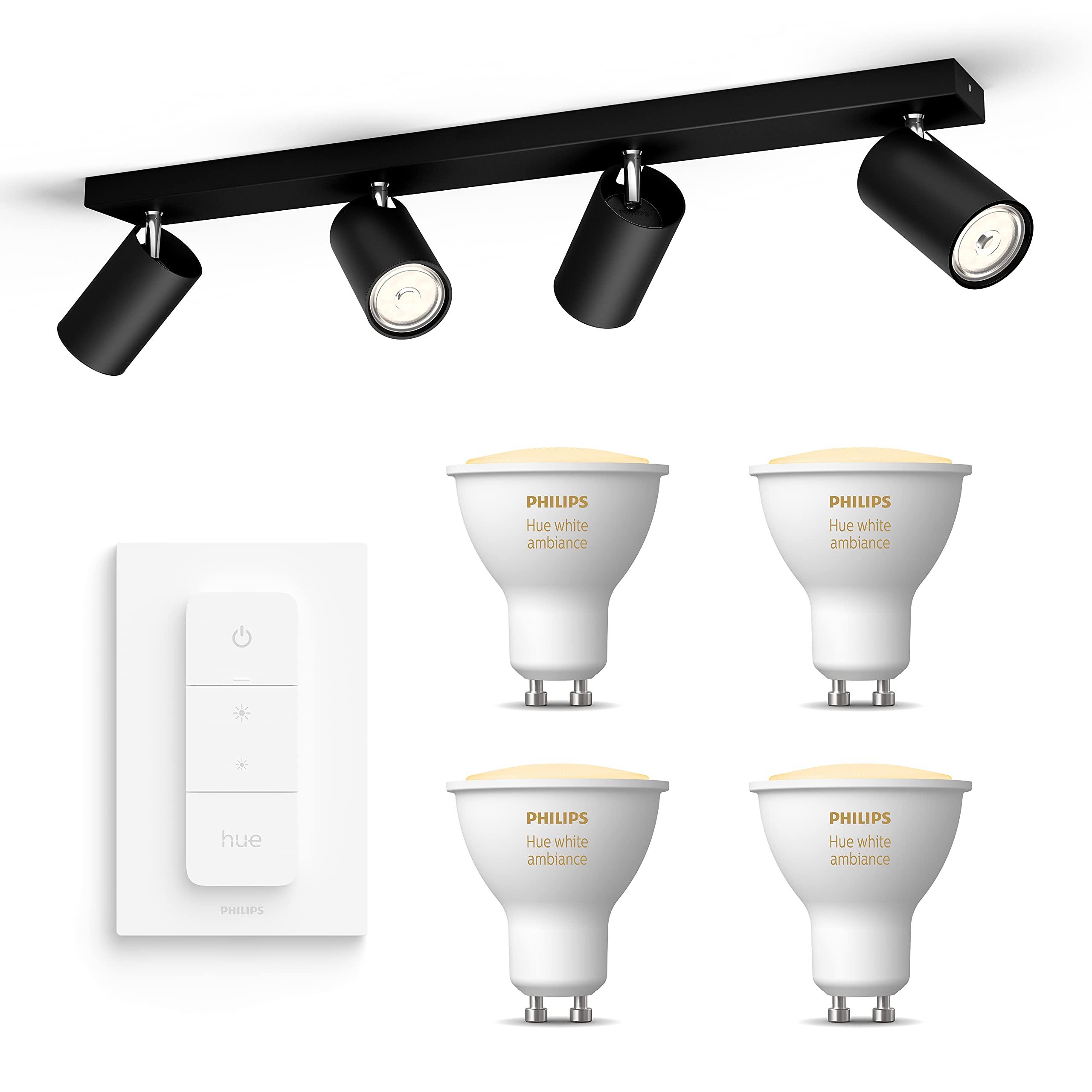 philips-myliving-kosipo-spot-encastrable-4-points-gu10-noir-incl-philips-hue-whi image 1
