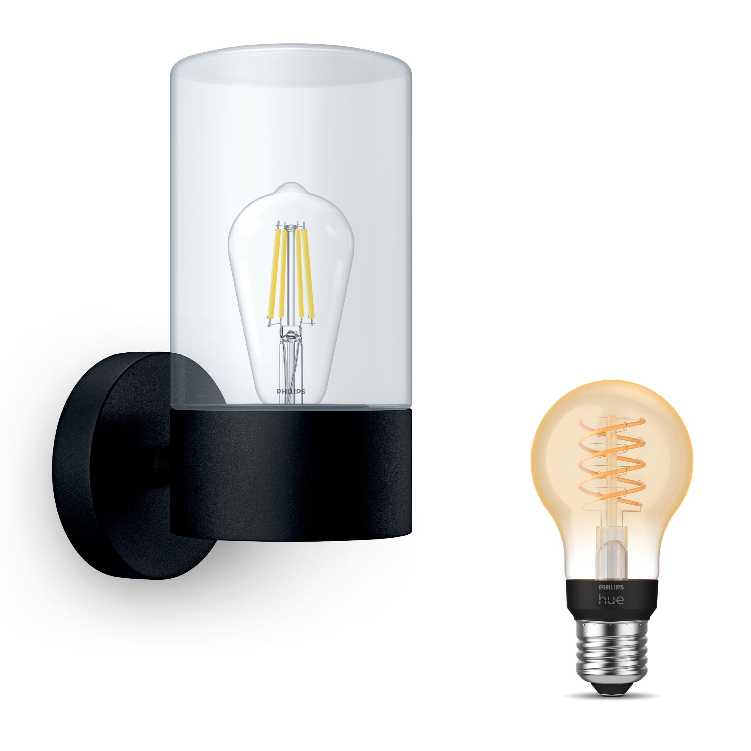 philips-hue-flareon-applique-murale-d-ext-rieur-vers-le-haut-noir-e27-hue-white- image 1