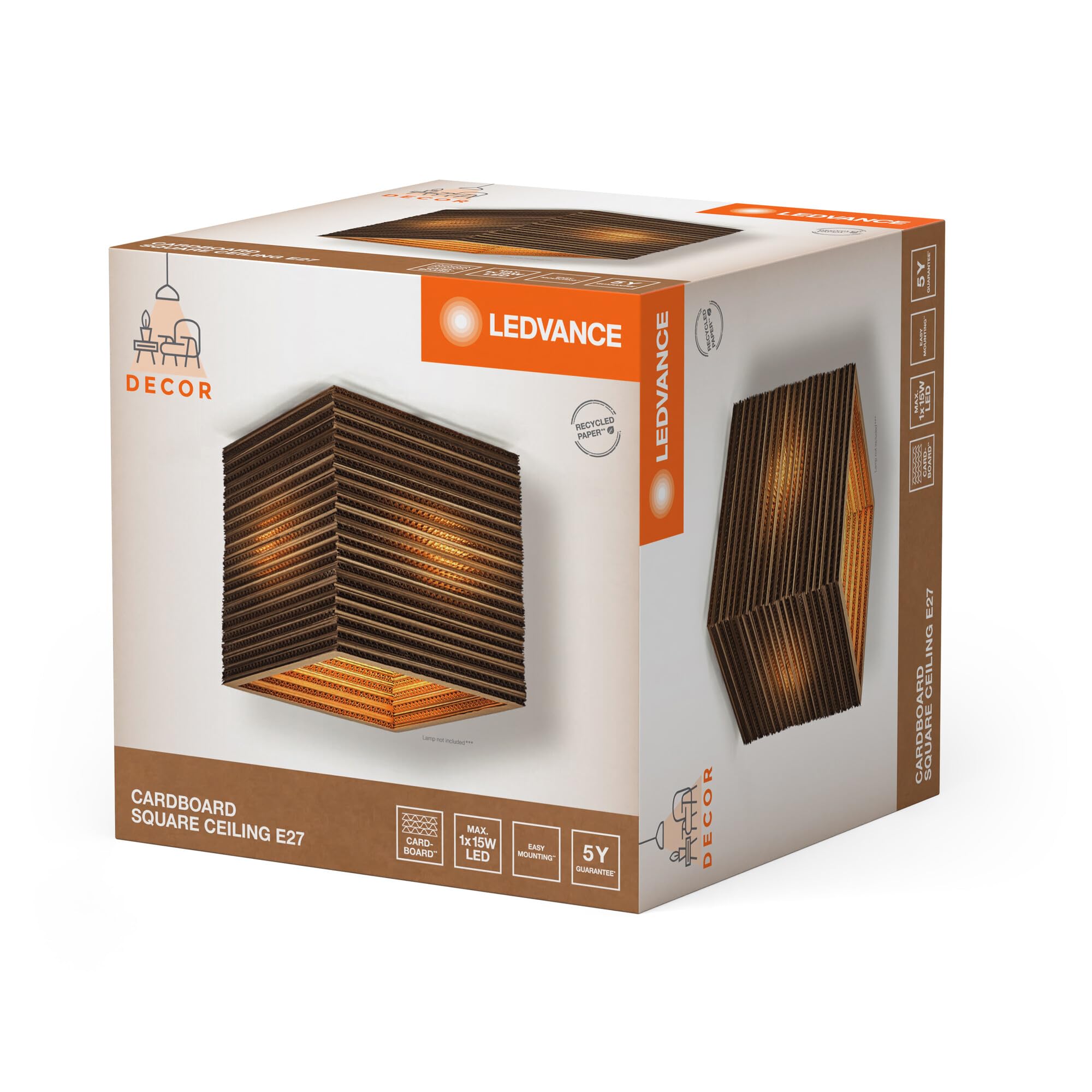ledvance-decor-cardboard-square-luminaire-suspendu-en-carton-ondul-recycl-e27-25 image 5