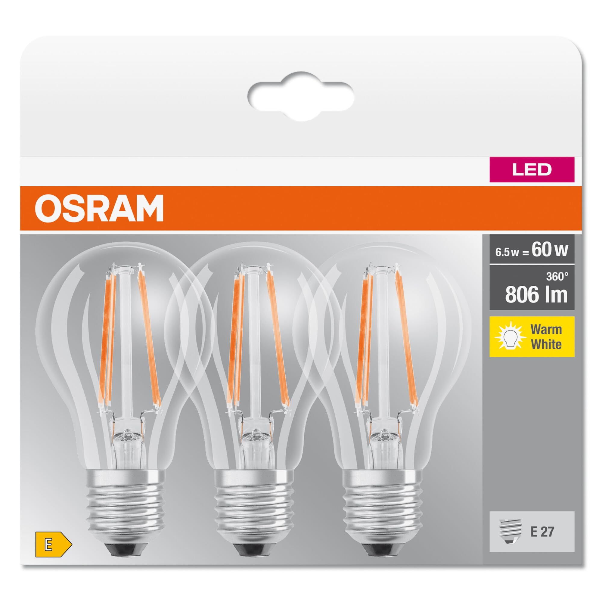 osram-ledvance-lot-de-3-ampoules-led-filament-standard-e27-6-5w-quivalent-60w-bl image 5