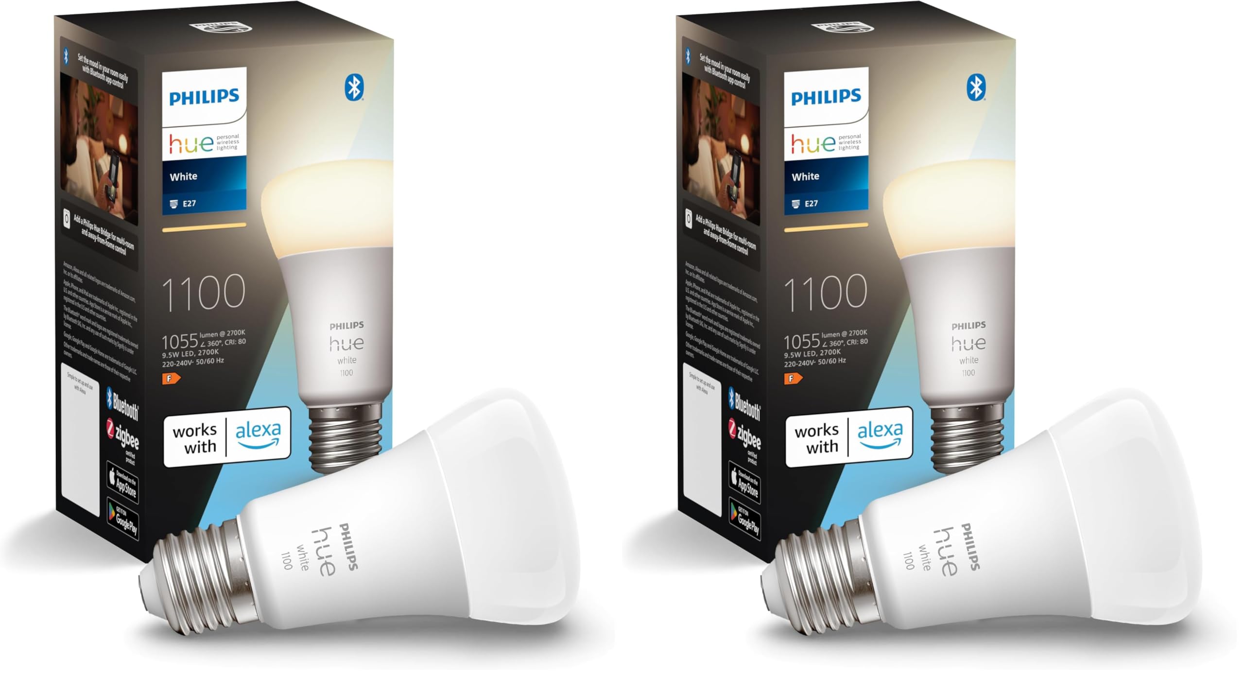 philips-hue-white-e27-pack-2-ampoules-led-connect-es-1055-lm-gradables-ultra-bas image 2