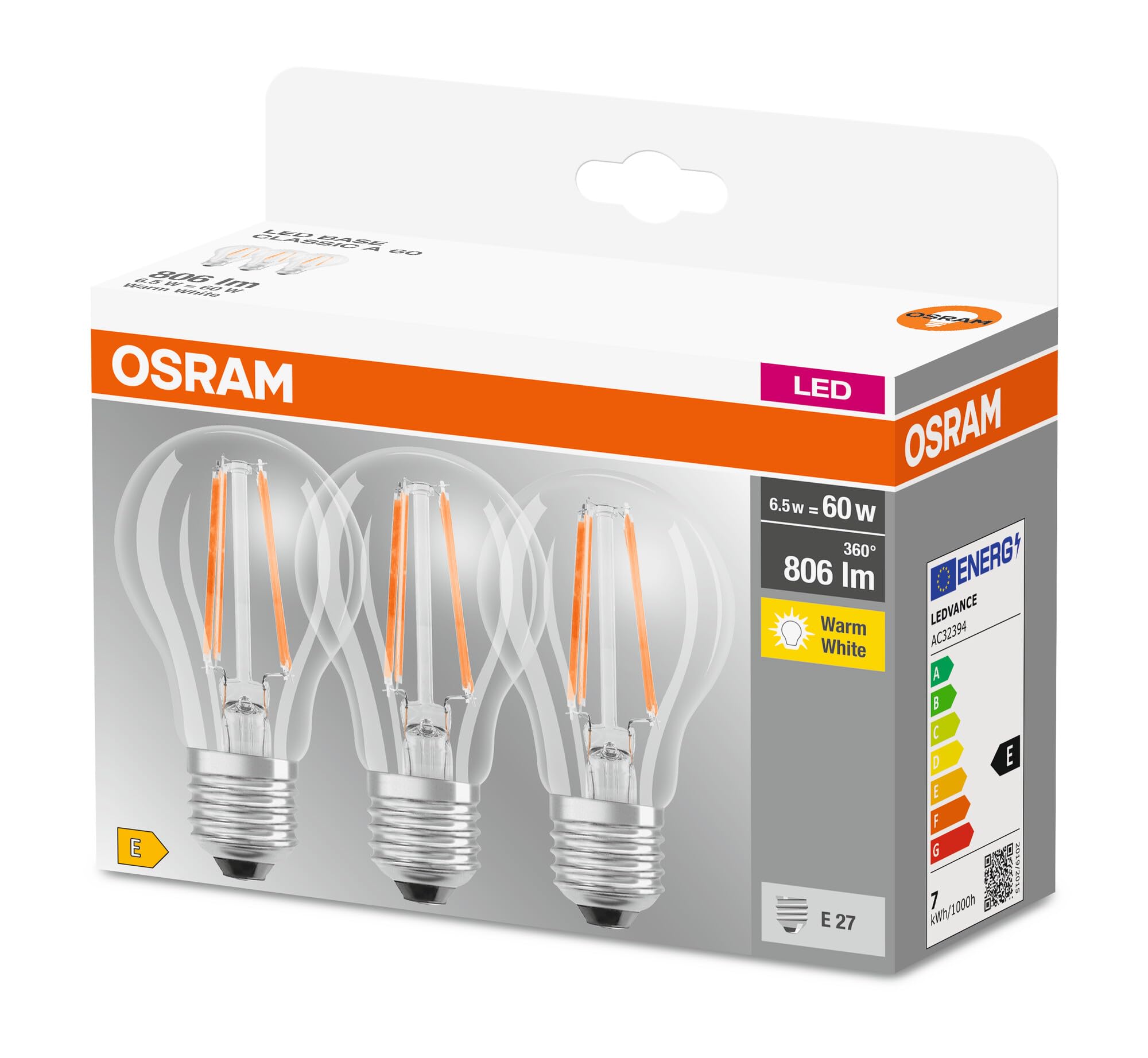 osram-ledvance-lot-de-3-ampoules-led-filament-standard-e27-6-5w-quivalent-60w-bl image 4