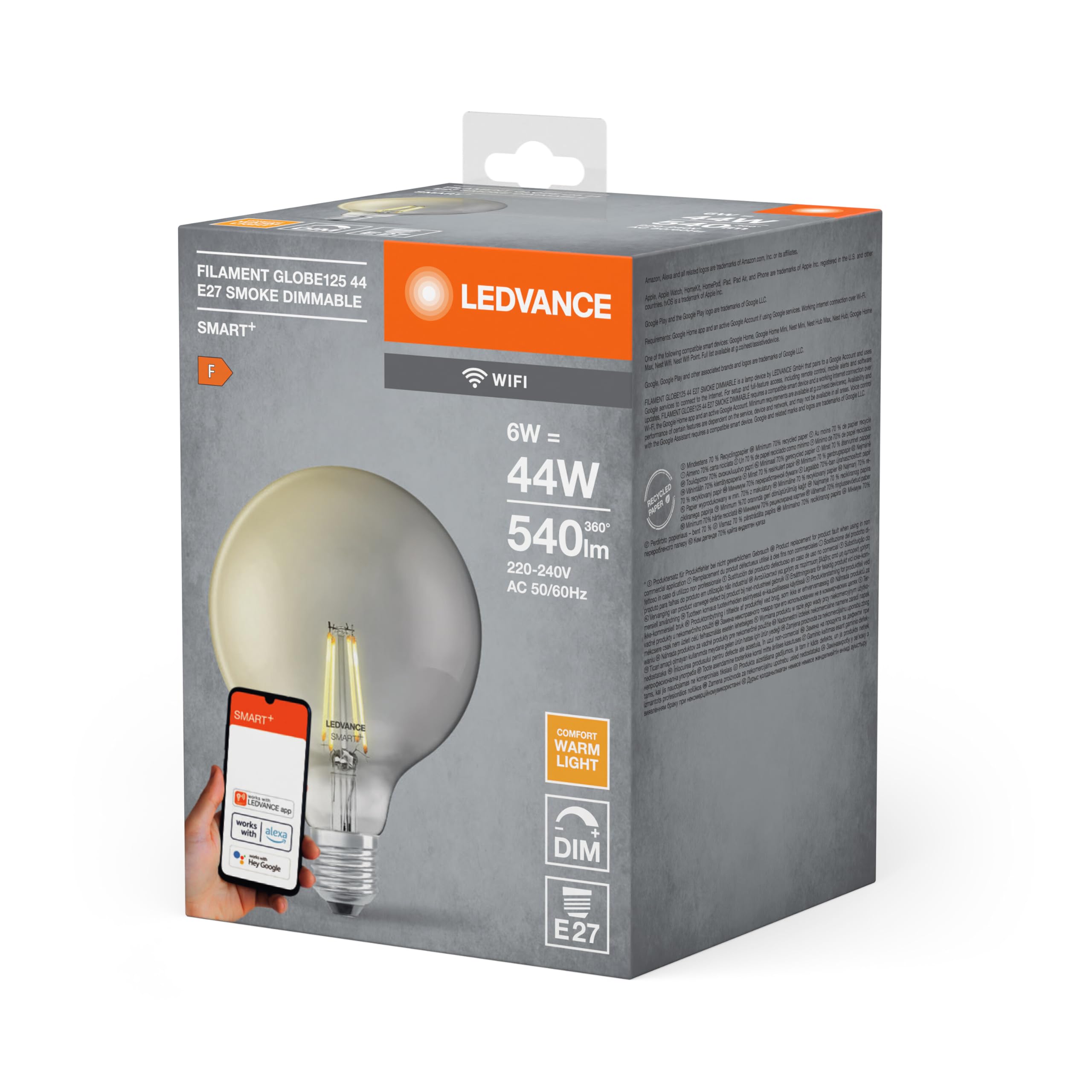 ledvance-smart-wifi-ampoule-globe-filament-fum-e27-dimmable-blanc-chaud-2500-k-q image 3