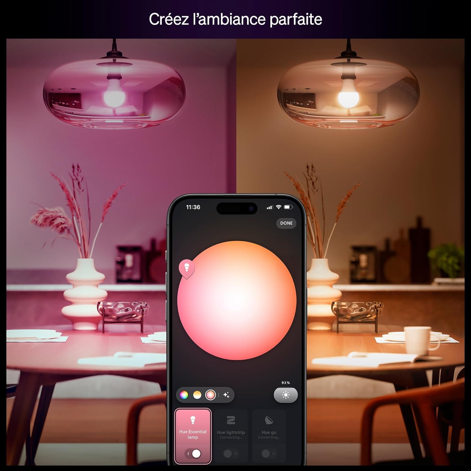 philips-hue-essential-kit-de-d-marrage-hue-bridge-4-ampoules-connect-es-e27-whit image 3
