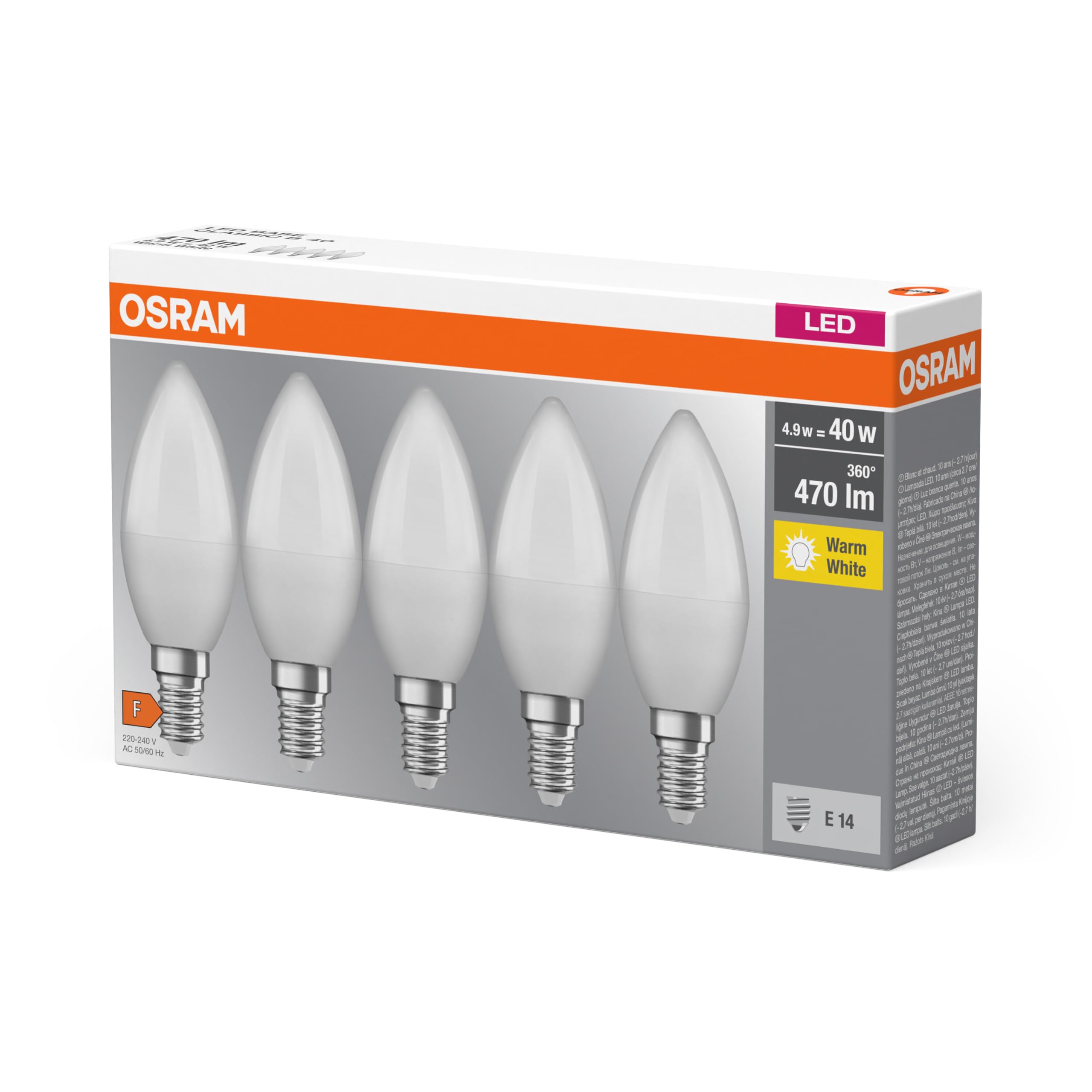 ledvance-osram-led-base-classic-b40-ampoule-bougie-filament-e14-d-polie-470-lm-b image 2