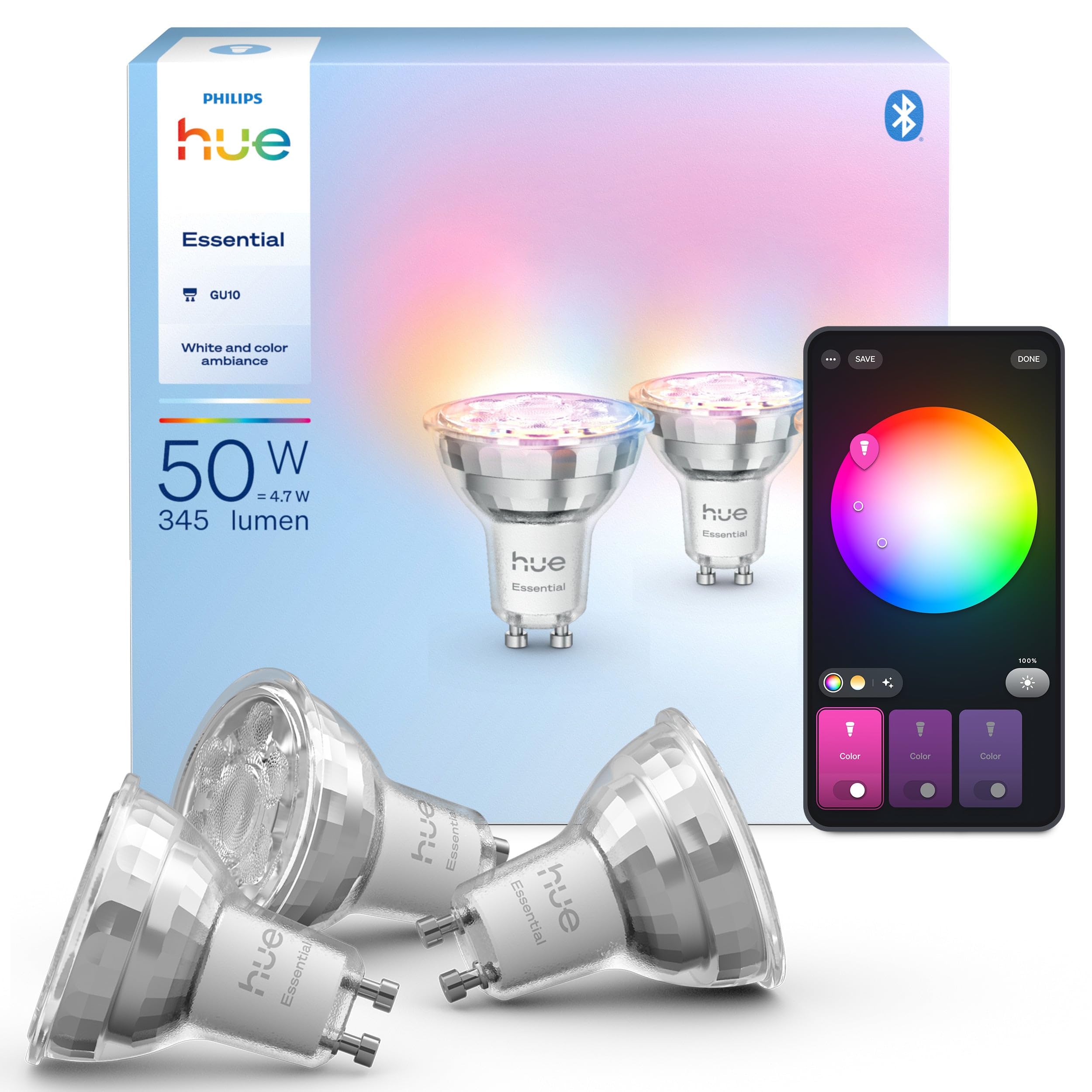 philips-hue-essential-lot-de-3-ampoules-connect-es-gu10-white-and-color-ambiance image 3