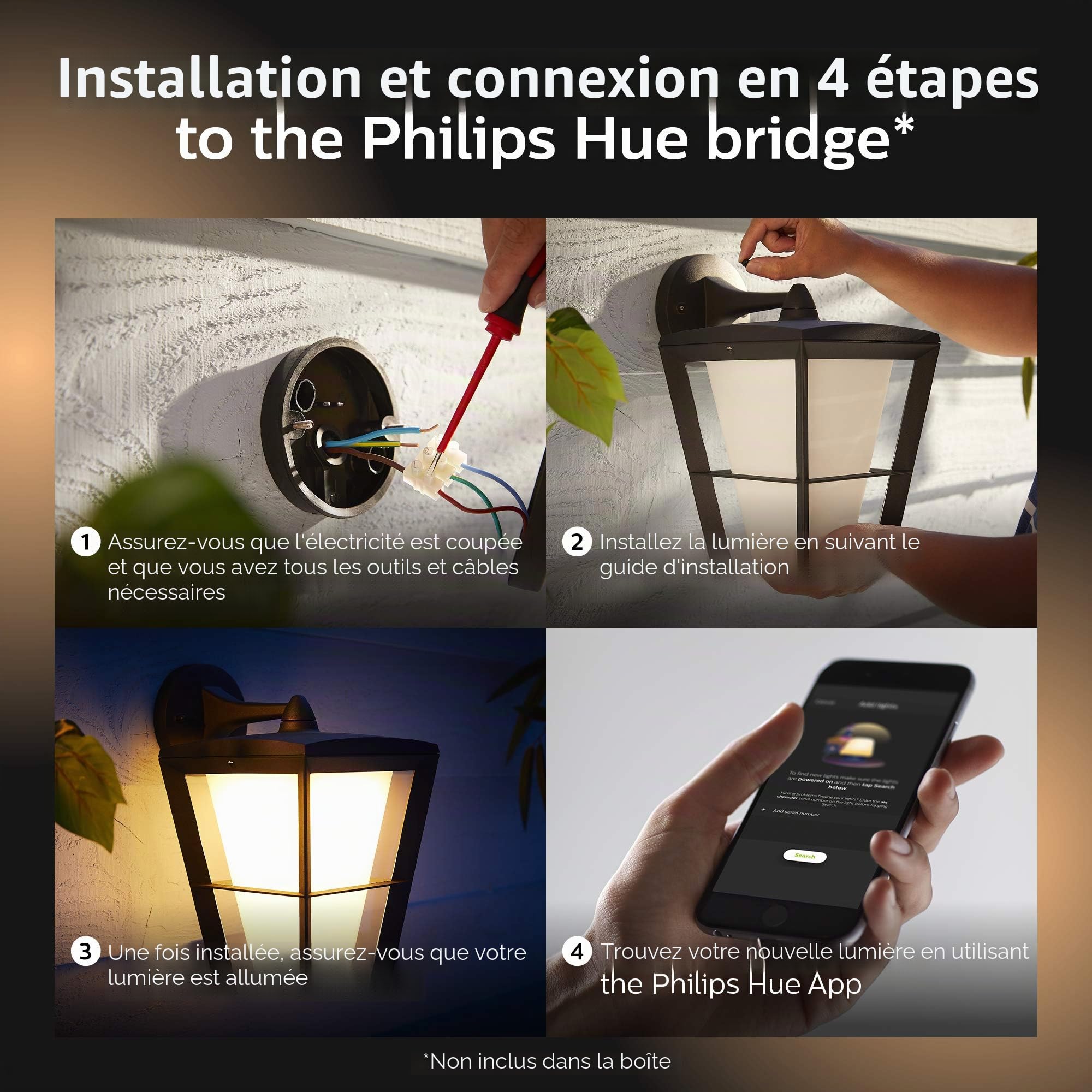 philips-hue-econic-applique-murale-d-ext-rieur-basse-noire-lanterne-connect-e-wh image 5