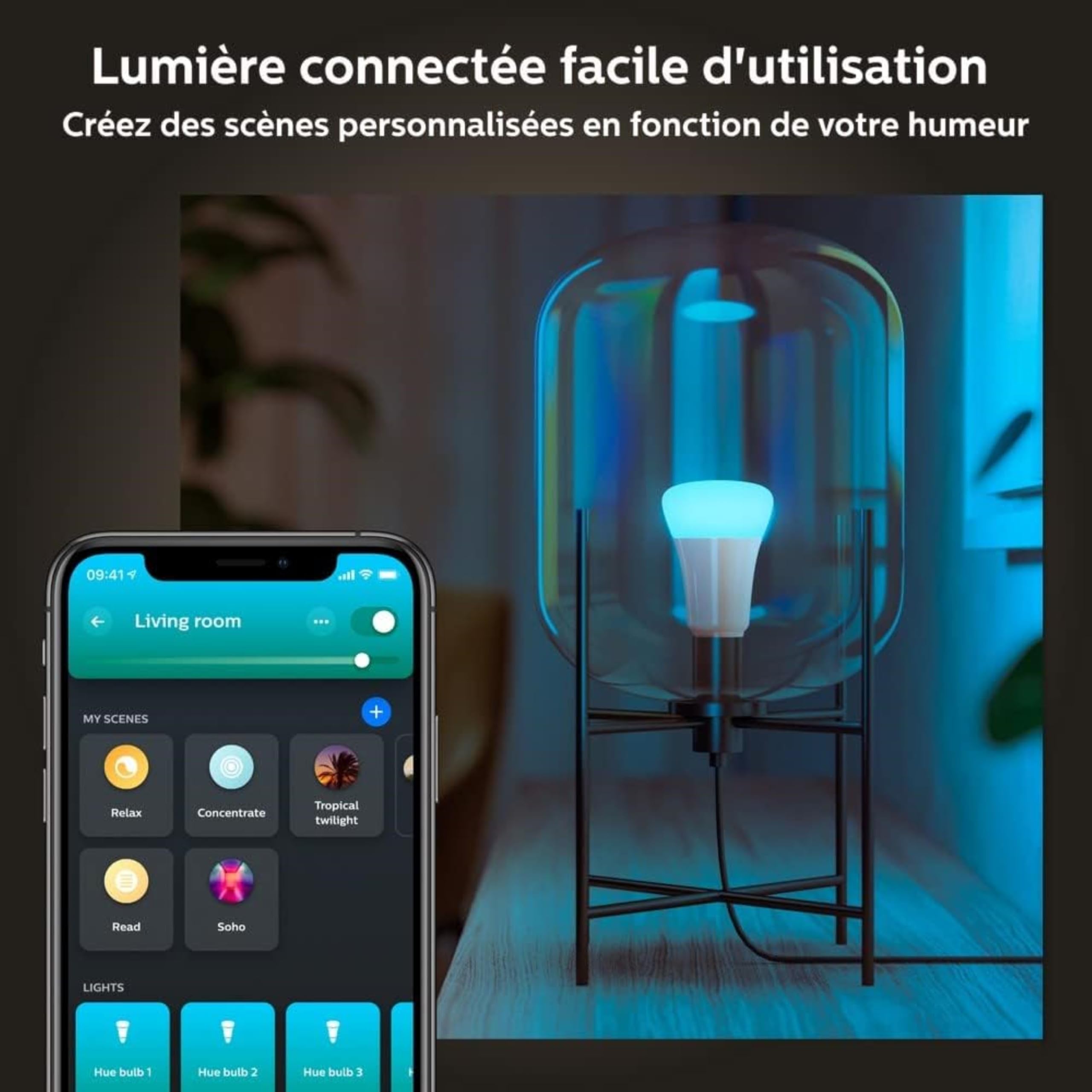 philips-hue-white-color-ambiance-pack-de-2-ampoules-led-connect-es-e27-800-lm-qu image 4