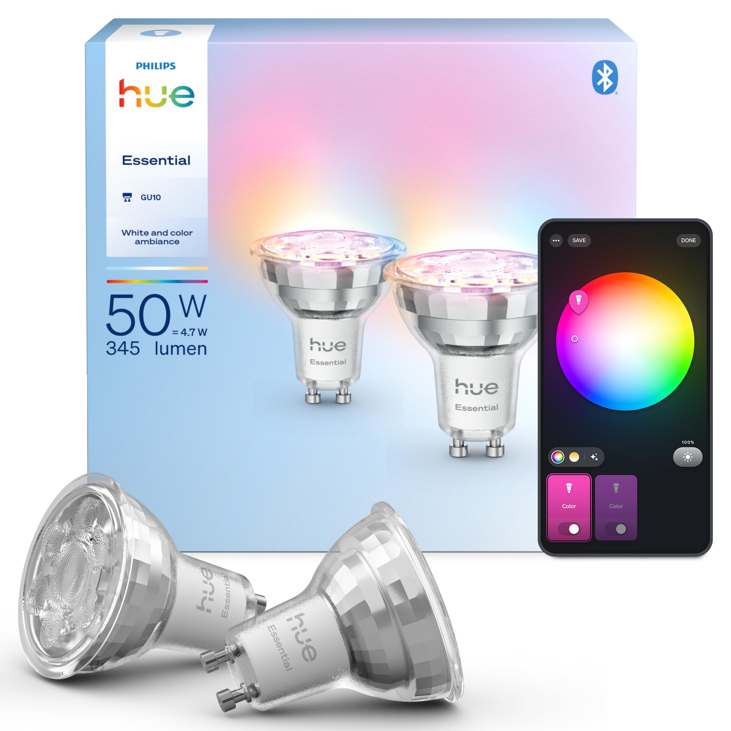 philips-hue-essential-spot-gu10-intelligent-4-7-w-345-lumens-lumi-re-blanche-et- image 2