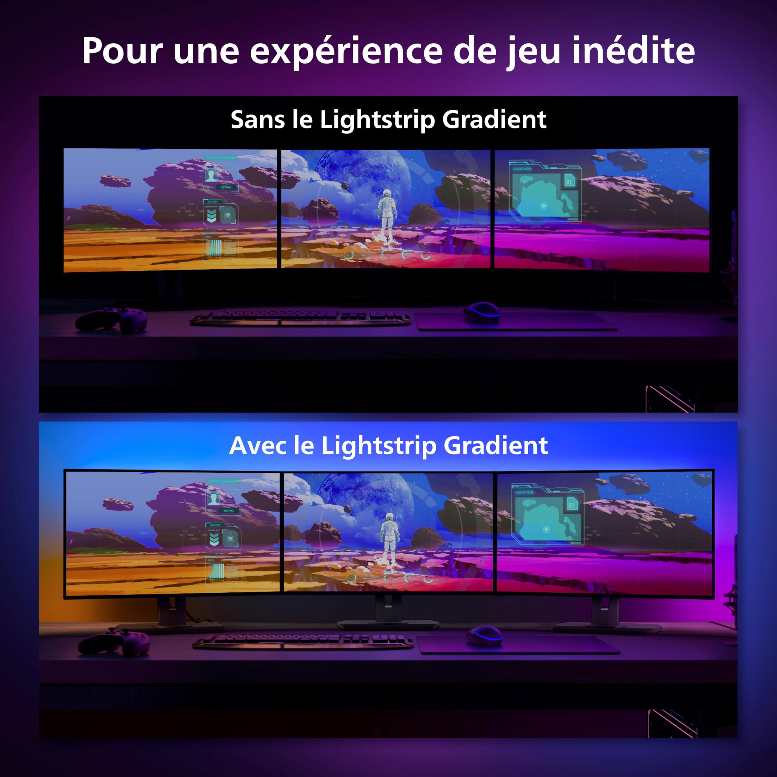 philips-hue-play-gradient-lightstrip-pour-configuration-triple-cran-24-27-pouces image 4
