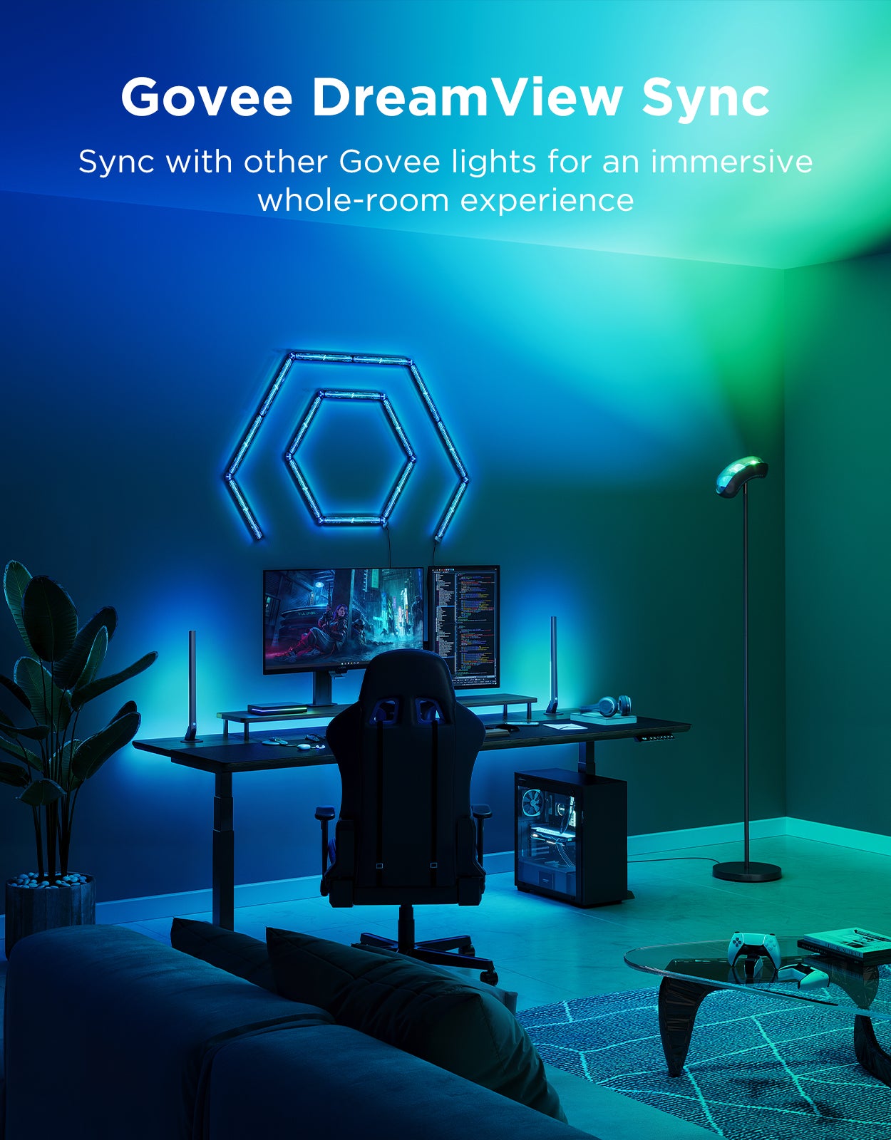 govee-torchiere-lampadaire-led-intelligent-triple-zone-de-couleur image 4