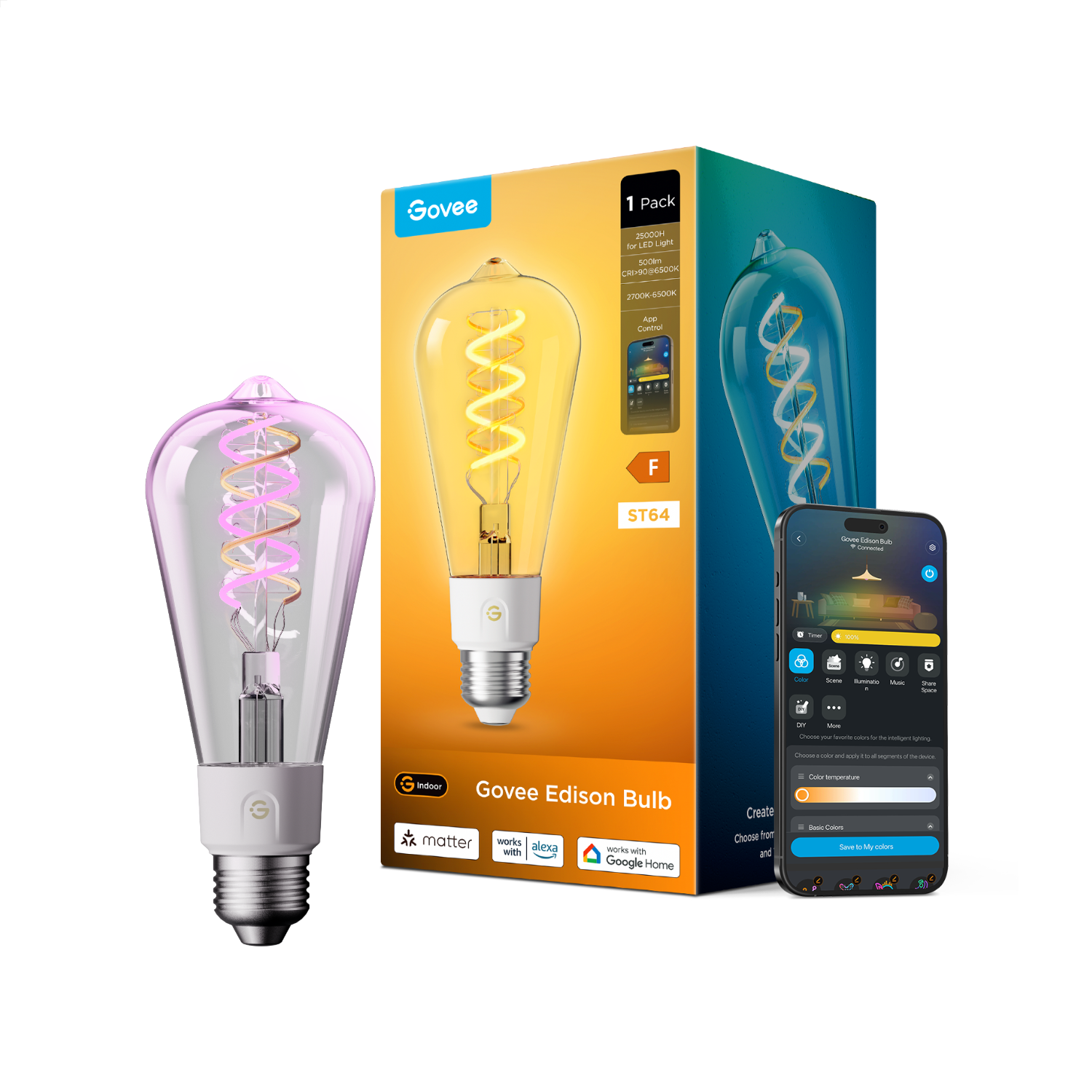 govee-st19-smart-edison-ampoule-connect-e-e27-rgb-500-lm-reconditionn-e image 1