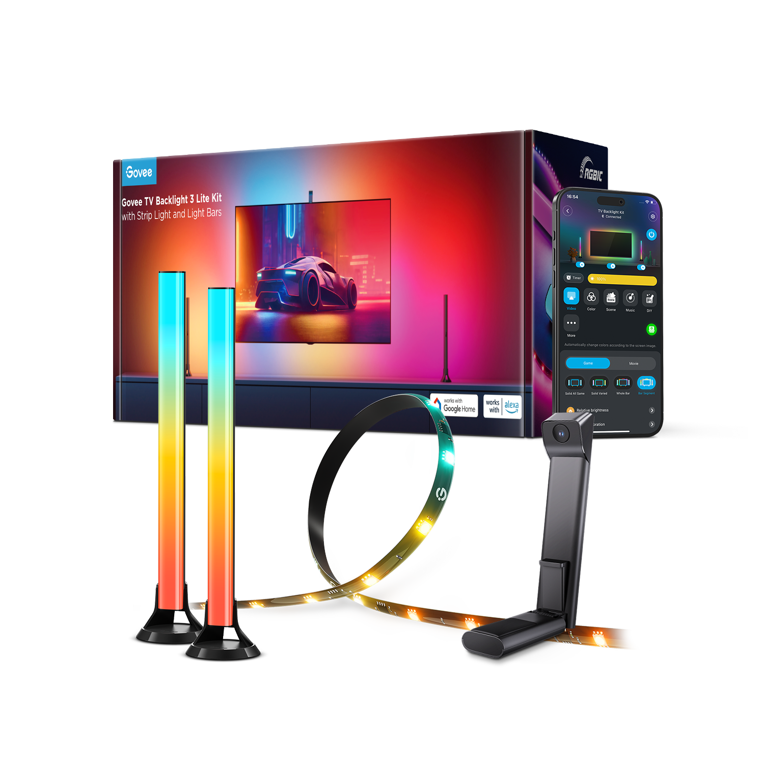 govee-tv-backlight-3-lite-kit-neuf-r-tro-clairage-tv-immersif-dreamview-avec-syn image 1