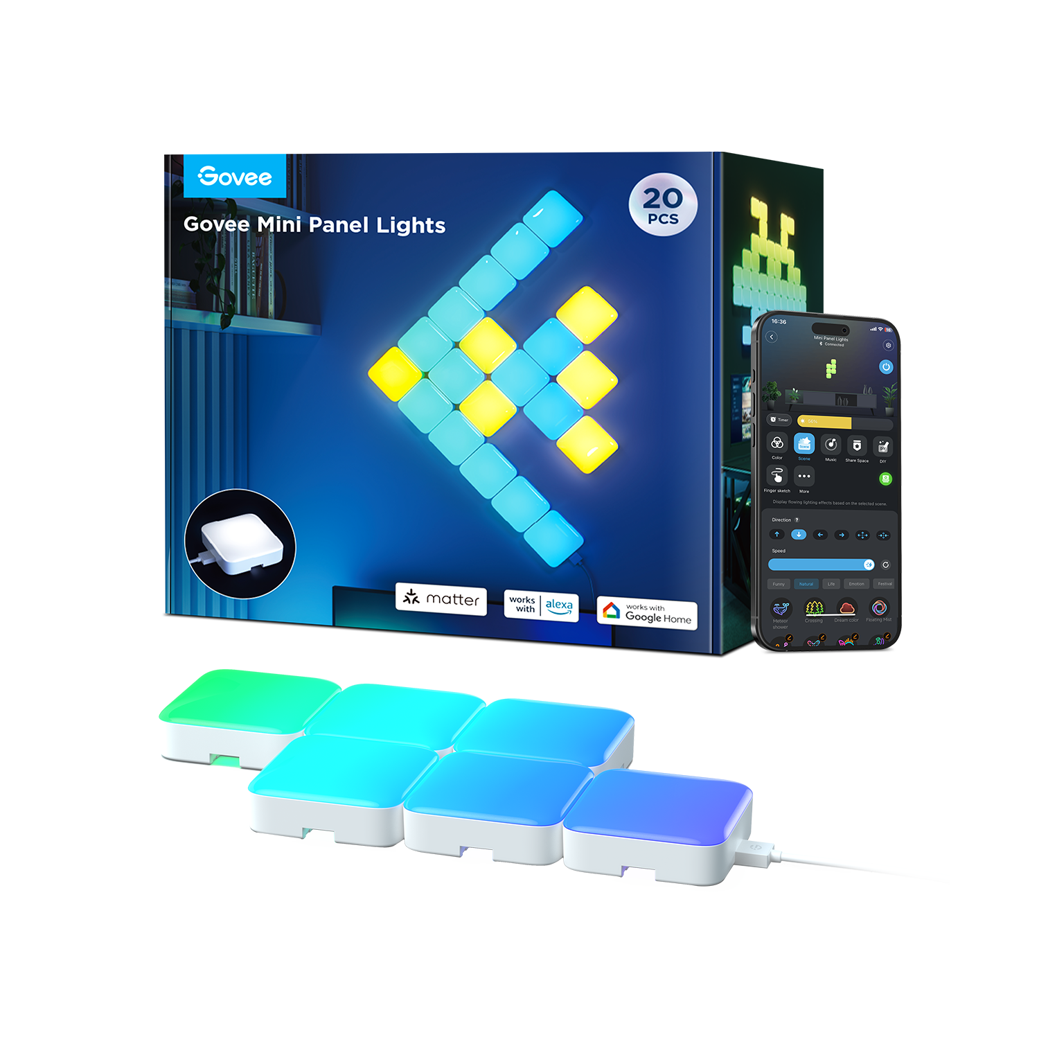 govee-mini-panel-lights-panneaux-muraux-led-rgbic-intelligents-avec-reconnaissan image 1