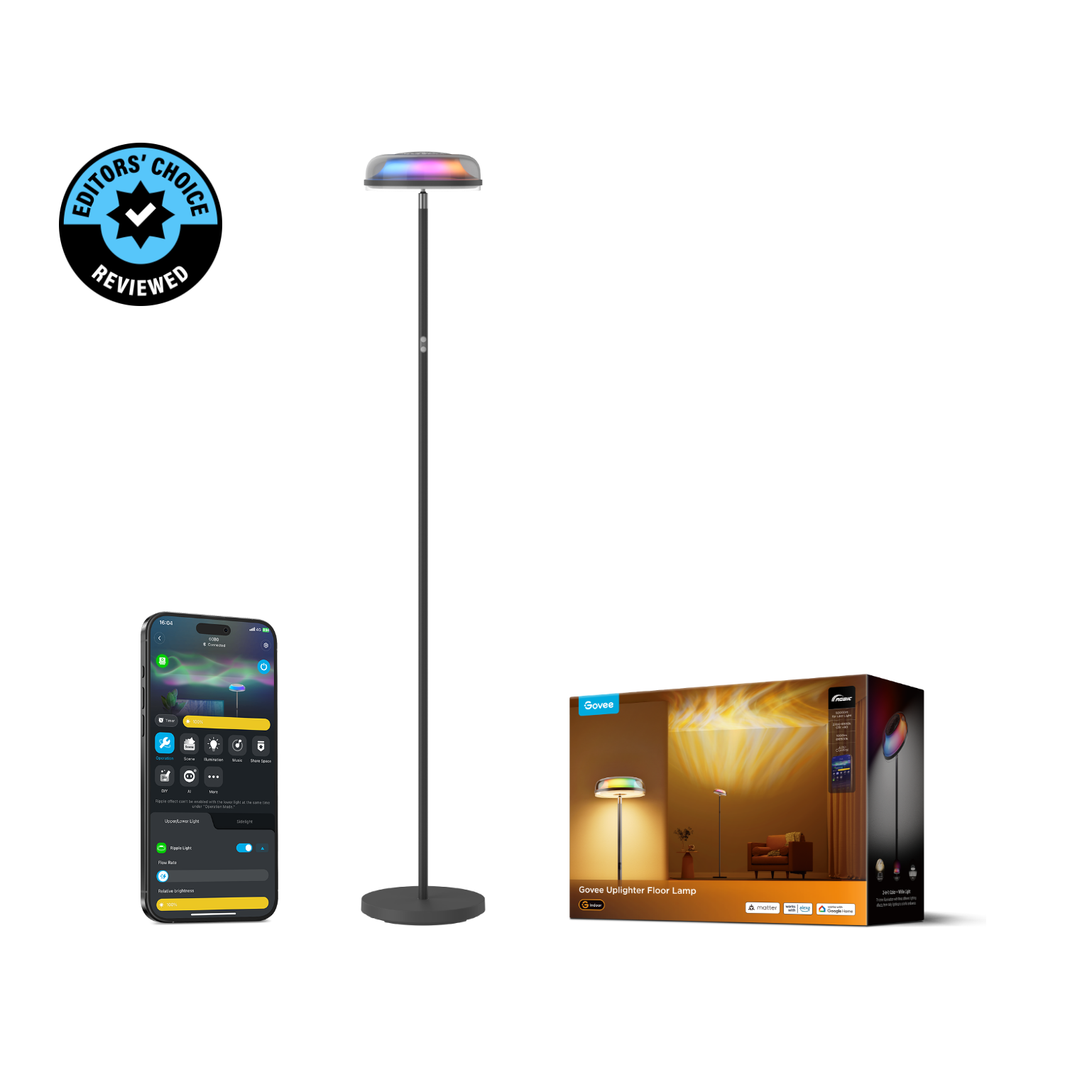 govee-uplighter-floor-lamp-h60b0-reconditionn-lampadaire-smart-tri-zone-avec-5-m image 1