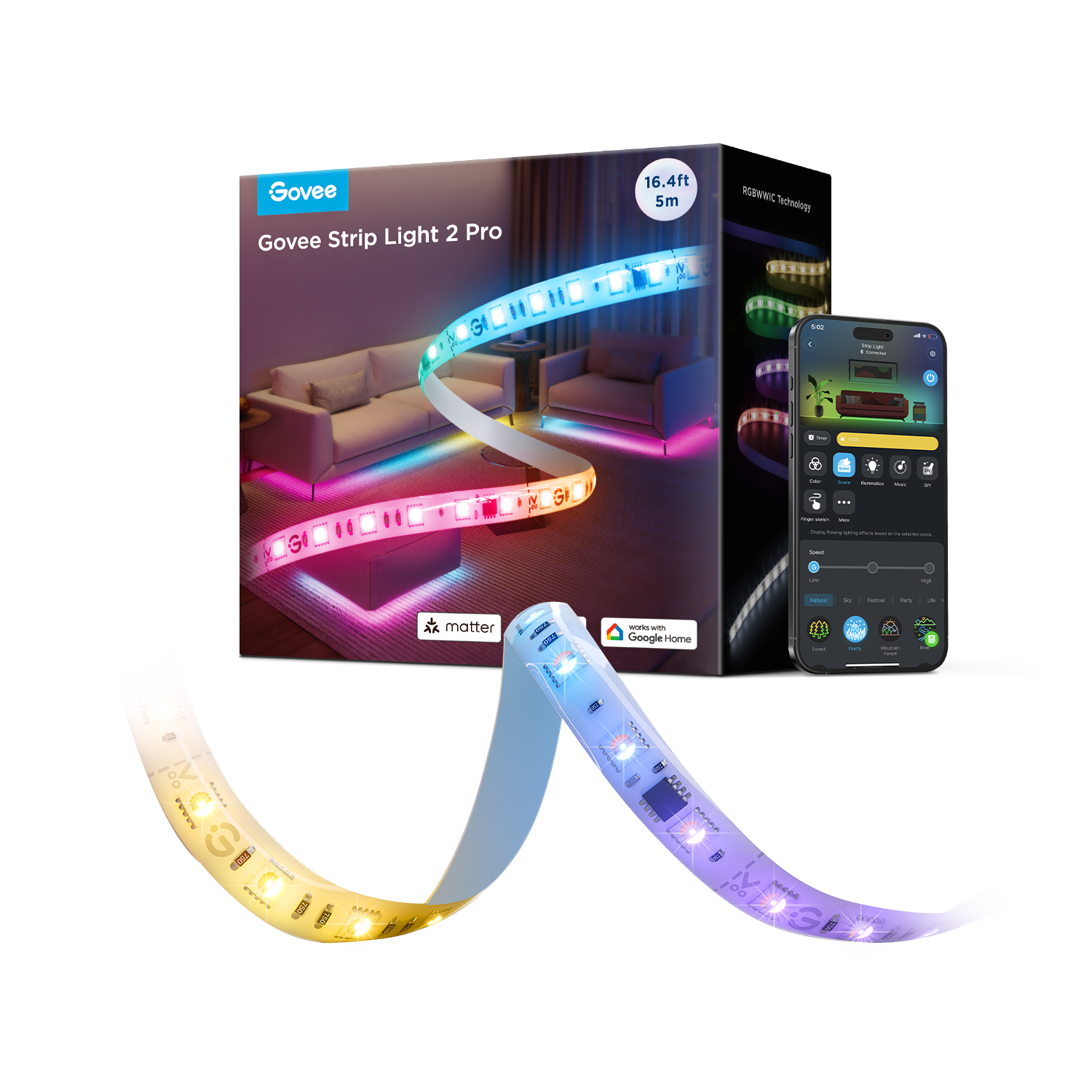 govee-strip-light-2-pro-ruban-led-connect-rgbww-segments-personnalisables-et-cou image 1