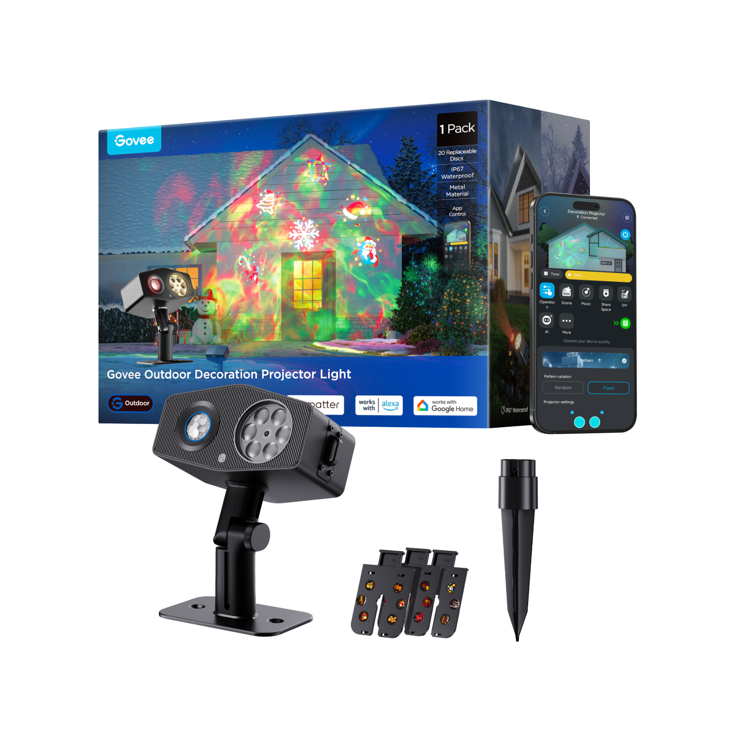 govee-h7071-outdoor-decoration-projector-light-reconditionn-projecteur-de-motifs image 1