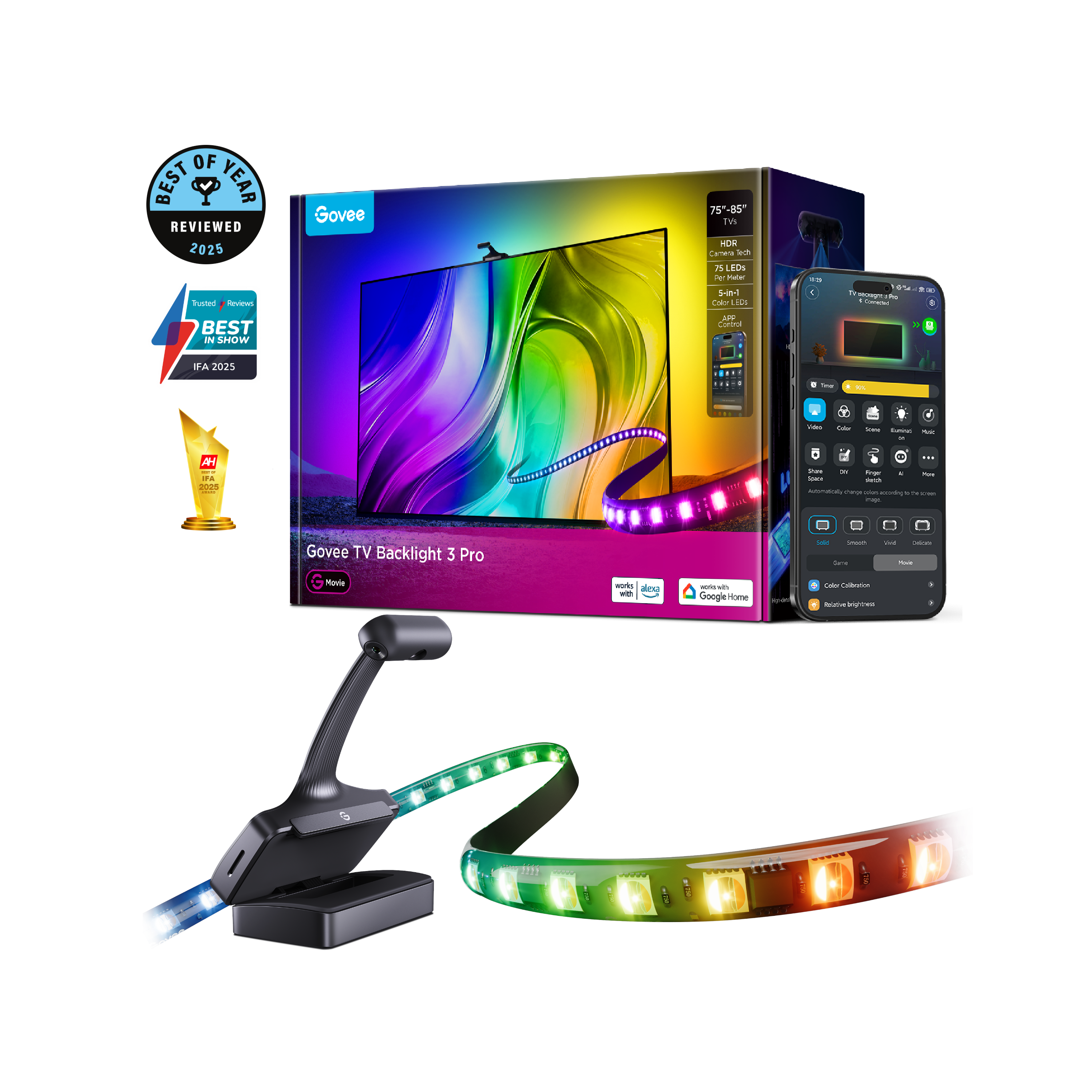 govee-tv-backlight-3-pro-h66a0-r-tro-clairage-tv-intelligent-avec-triple-cam-ra- image 2