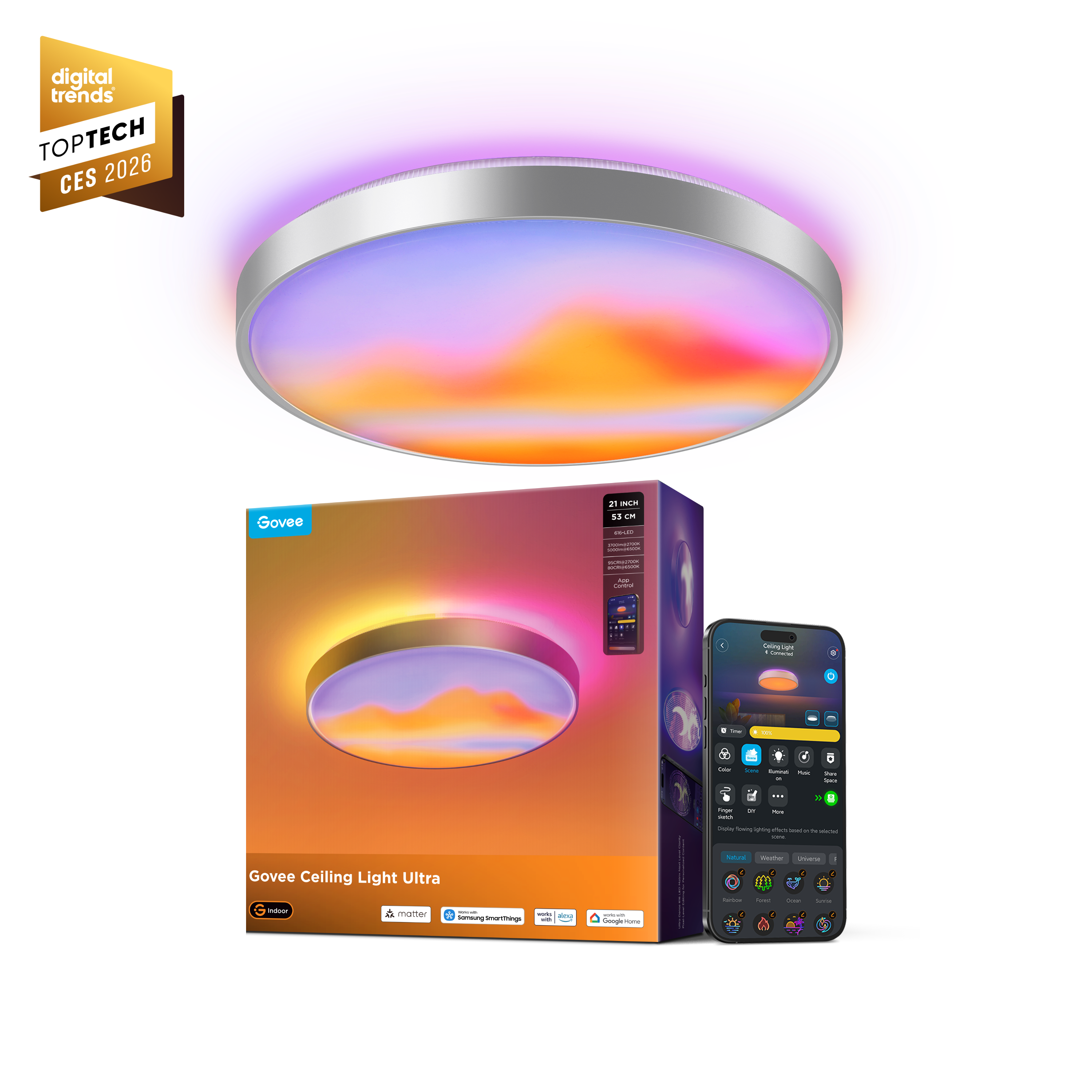 govee-53cm-smart-ceiling-light-ultra-plafonnier-led-intelligent-matrice-de-pixel image 1