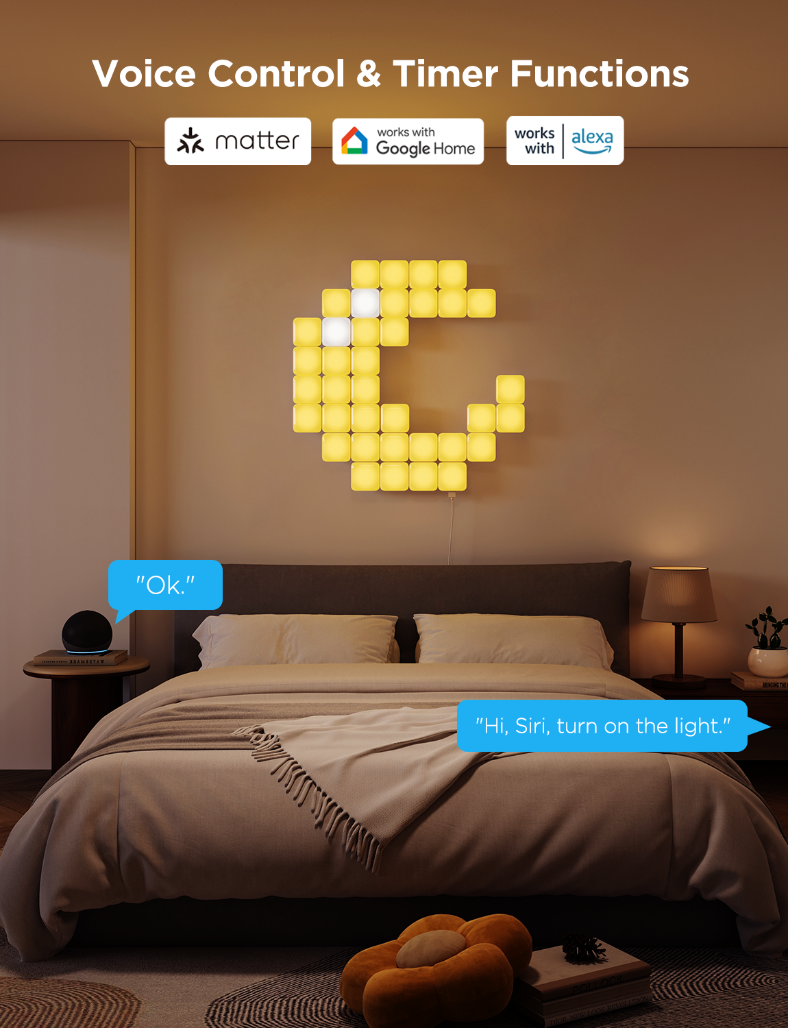 govee-mini-panel-lights-pack-de-20-panneaux-lumineux-muraux-rgbic-avec-reconnais image 8
