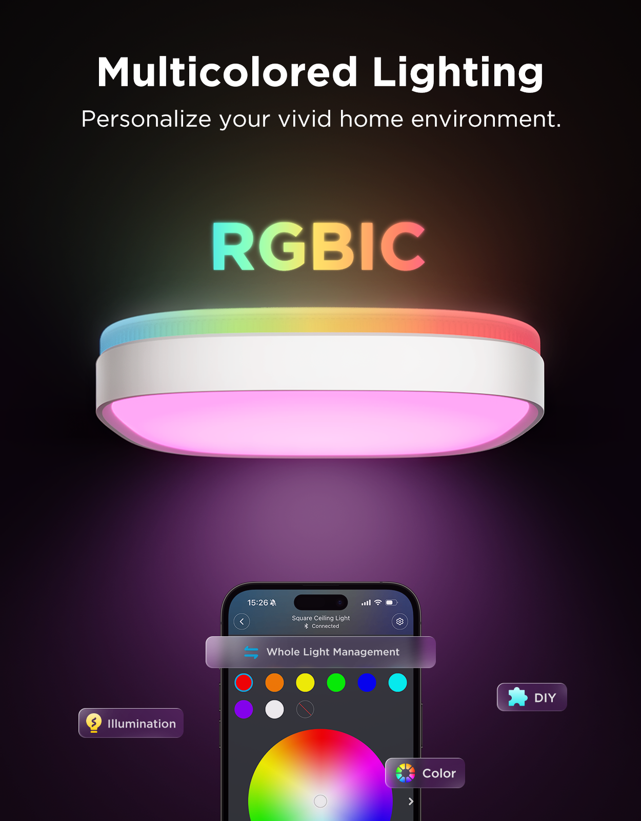 govee-30cm-rgbww-rgbic-smart-square-ceiling-light-plafonnier-intelligent-carr-30 image 2