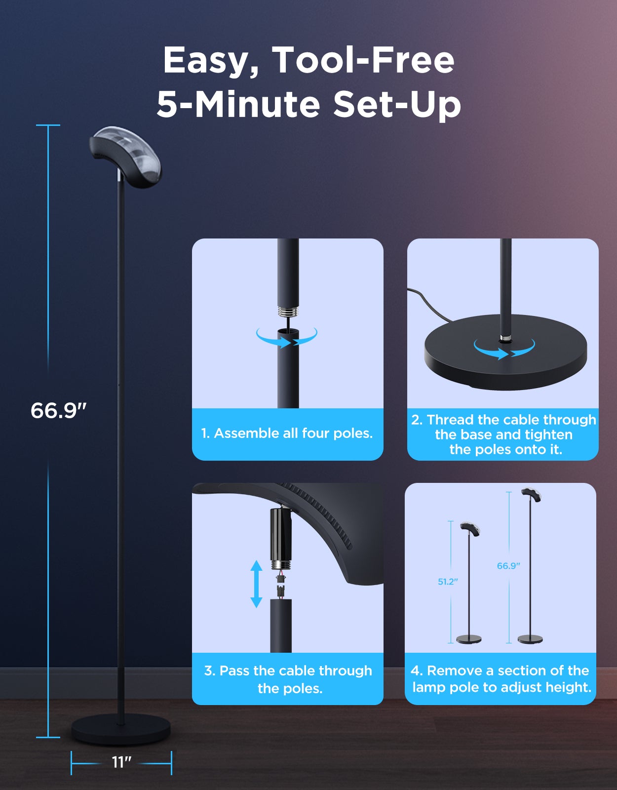 govee-torchiere-lampadaire-led-intelligent-triple-zone-de-couleur image 8