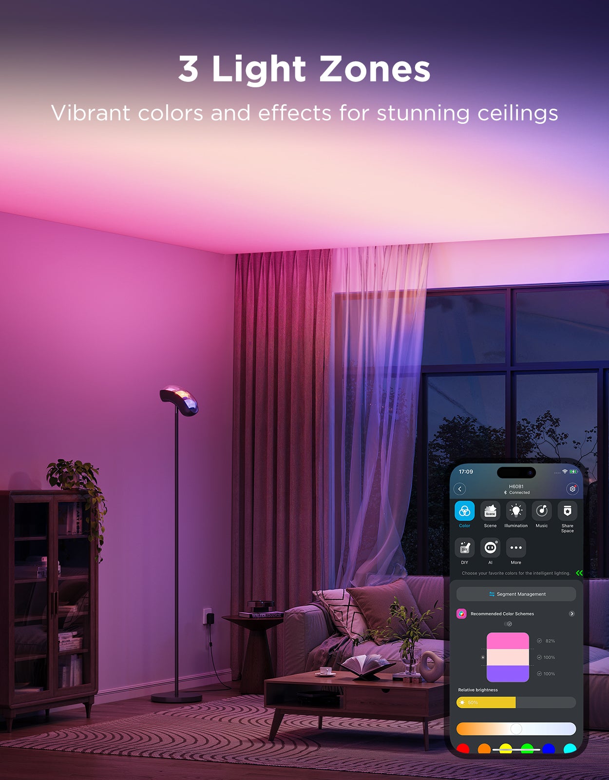 govee-torchiere-lampadaire-led-intelligent-triple-zone-de-couleur image 2